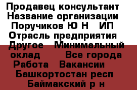 Продавец-консультант › Название организации ­ Поручиков Ю.Н., ИП › Отрасль предприятия ­ Другое › Минимальный оклад ­ 1 - Все города Работа » Вакансии   . Башкортостан респ.,Баймакский р-н